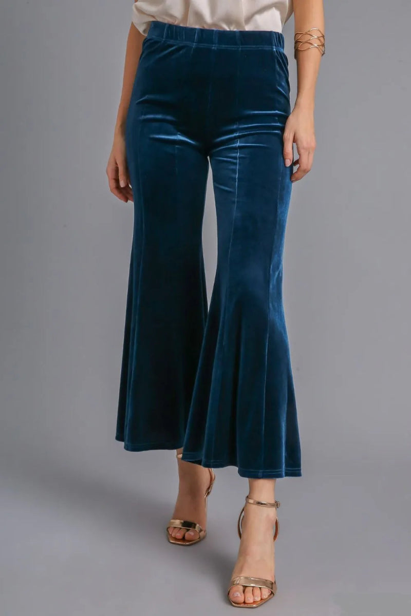 Umgee High Rise Elastic Waist Flare Pants for Women - Love Salve