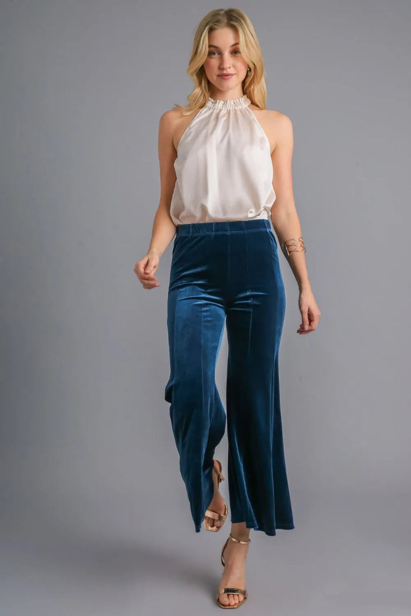 Umgee High Rise Elastic Waist Flare Pants for Women - Love Salve