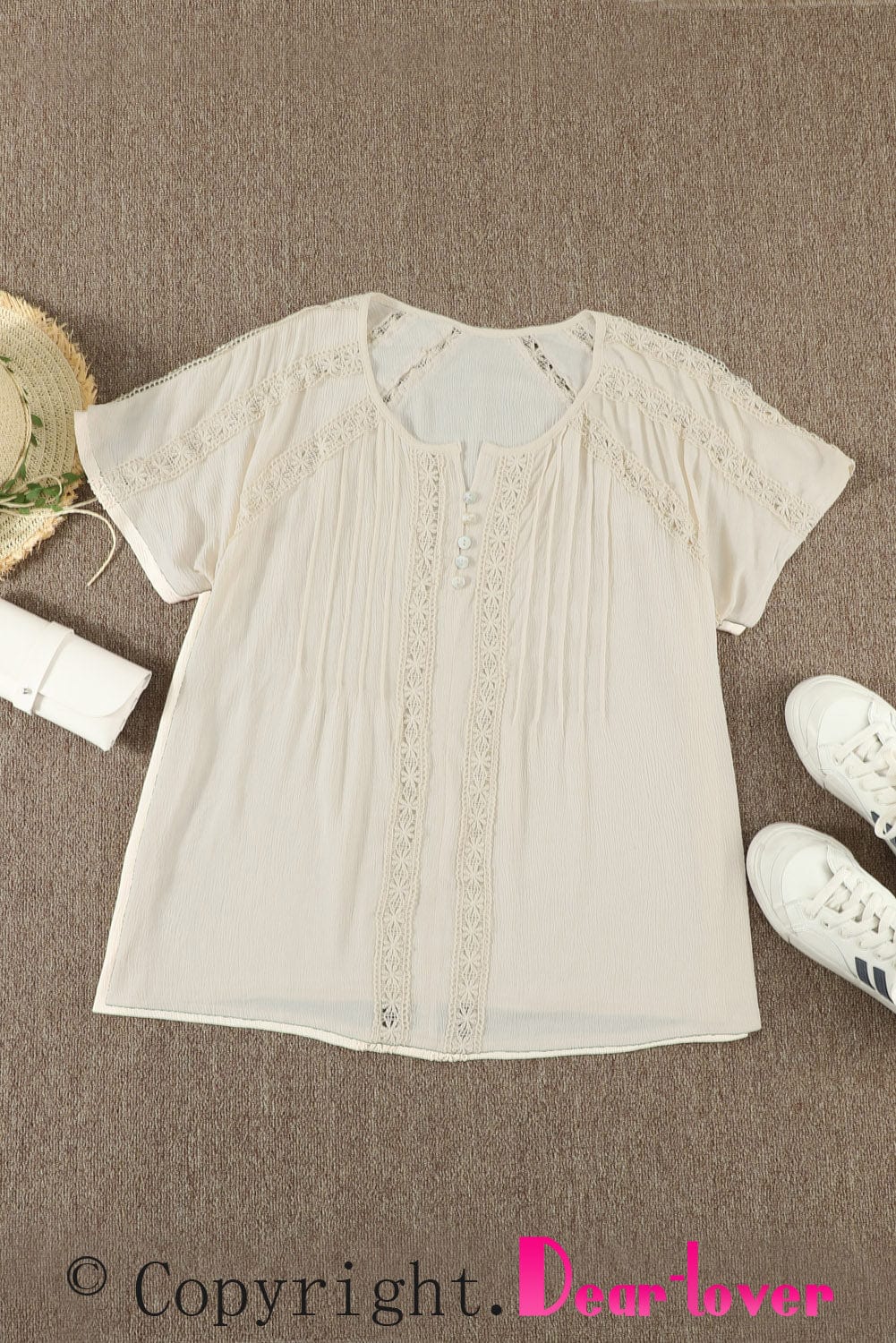 Eyelet Embroidered Button-Up Jumpsuit