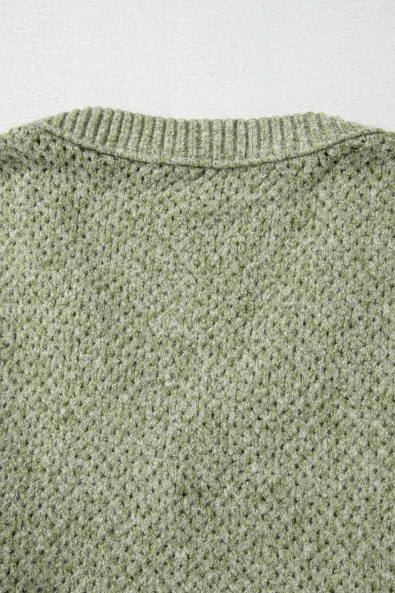 V-Neck Dropped Shoulder Long Sleeve Sweater - Love Salve