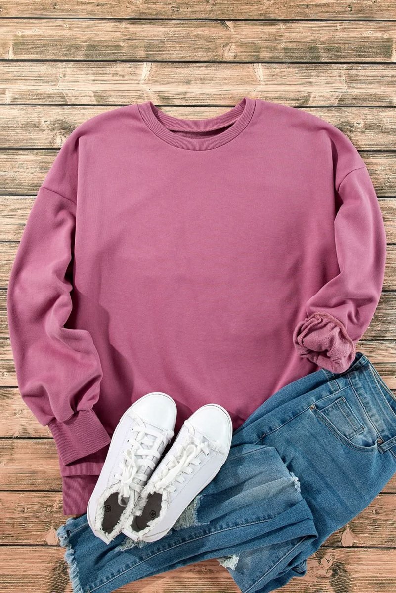 Valerian Solid Fleece Lined Drop Shoulder High Low Sweatshirt - Love Salve