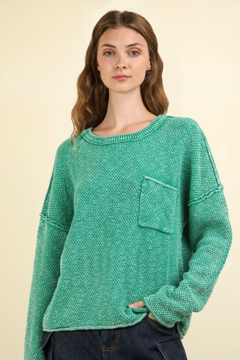 VERY J Mineral Washed Exposed Seam Sweater - Love Salve