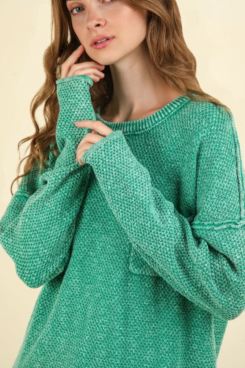 VERY J Mineral Washed Exposed Seam Sweater - Love Salve