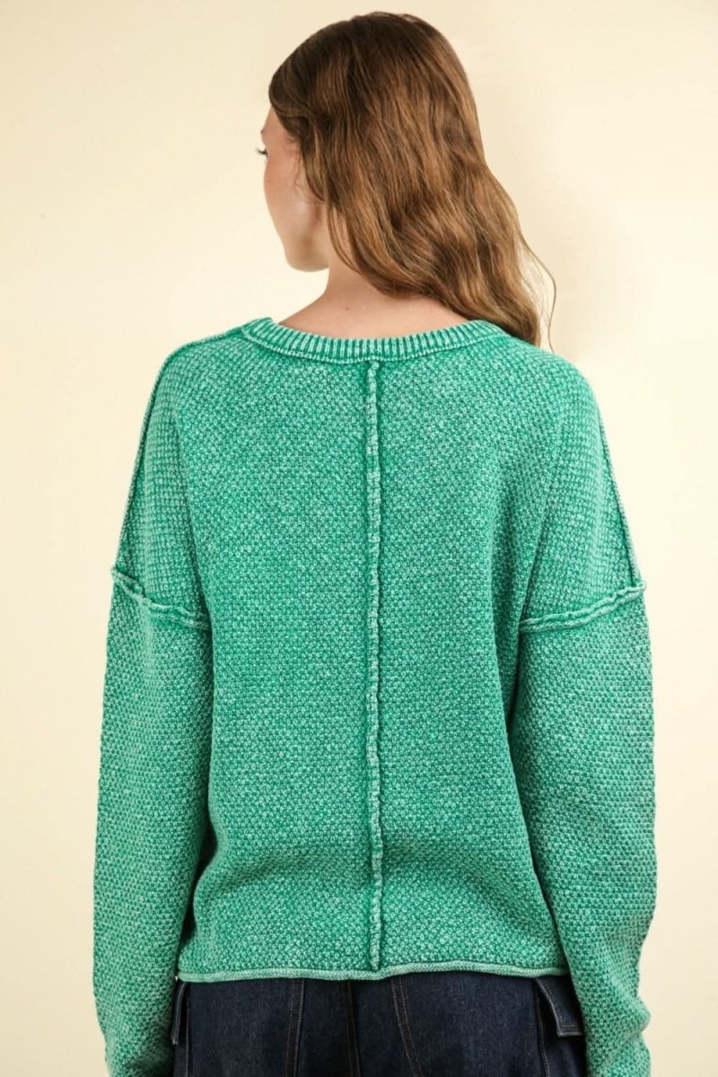 VERY J Mineral Washed Exposed Seam Sweater - Love Salve
