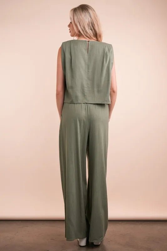 VERY J Solid Woven Top & Pants Set - Love Salve