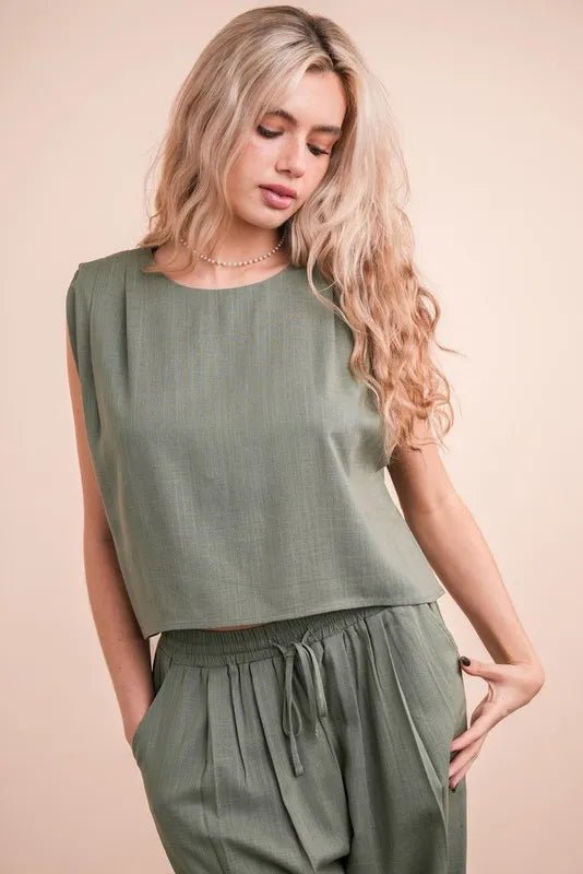 VERY J Solid Woven Top & Pants Set - Love Salve