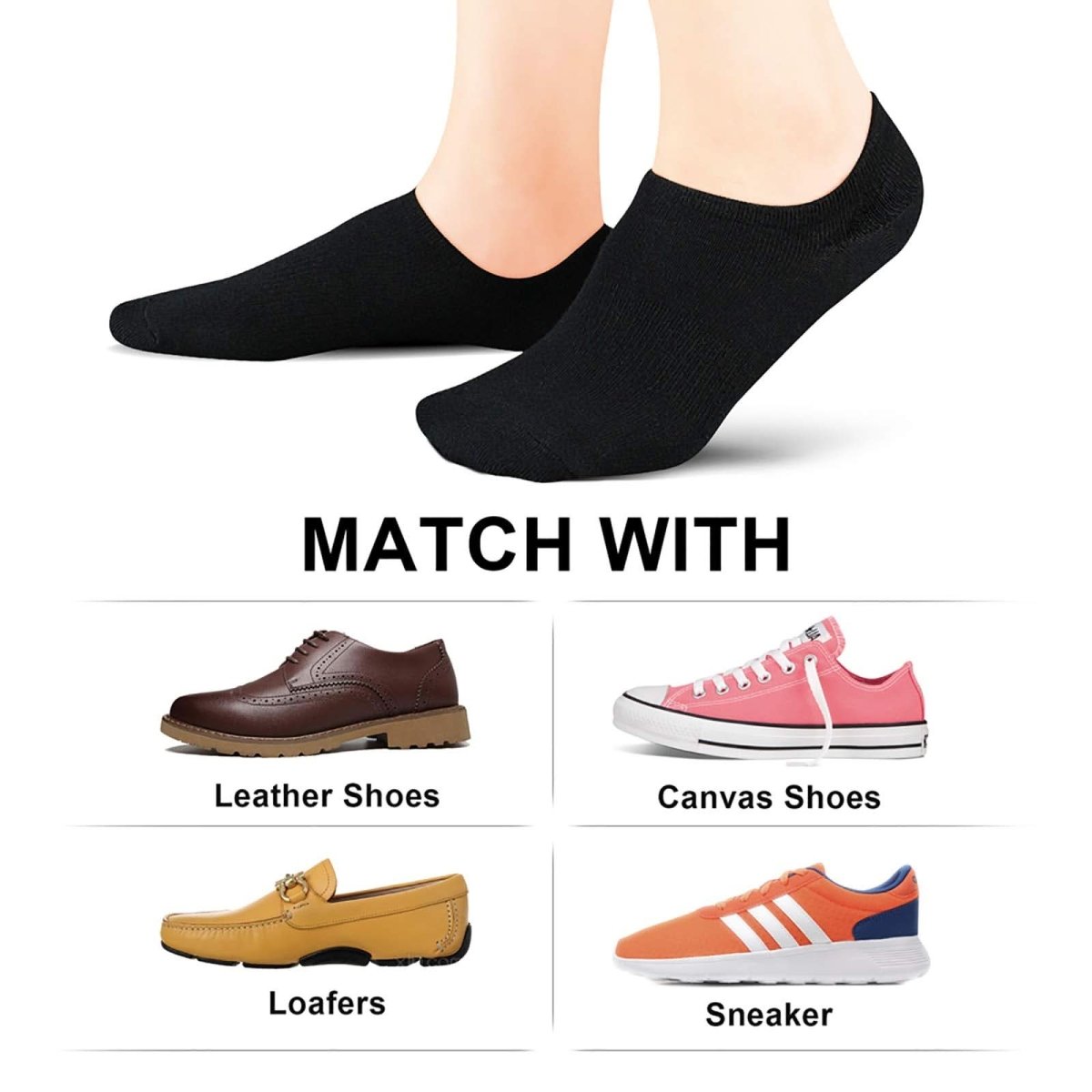 wernies No Show Socks Women Low Socks Non Slip Flat Boat Line 4/8 Pairs - Love Salve