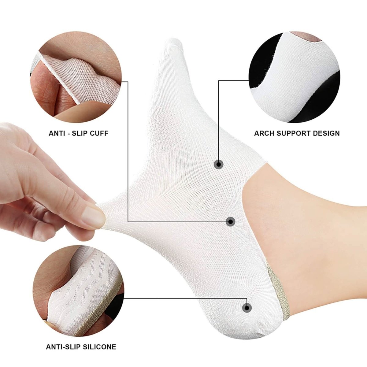 wernies No Show Socks Women Low Socks Non Slip Flat Boat Line 4/8 Pairs - Love Salve