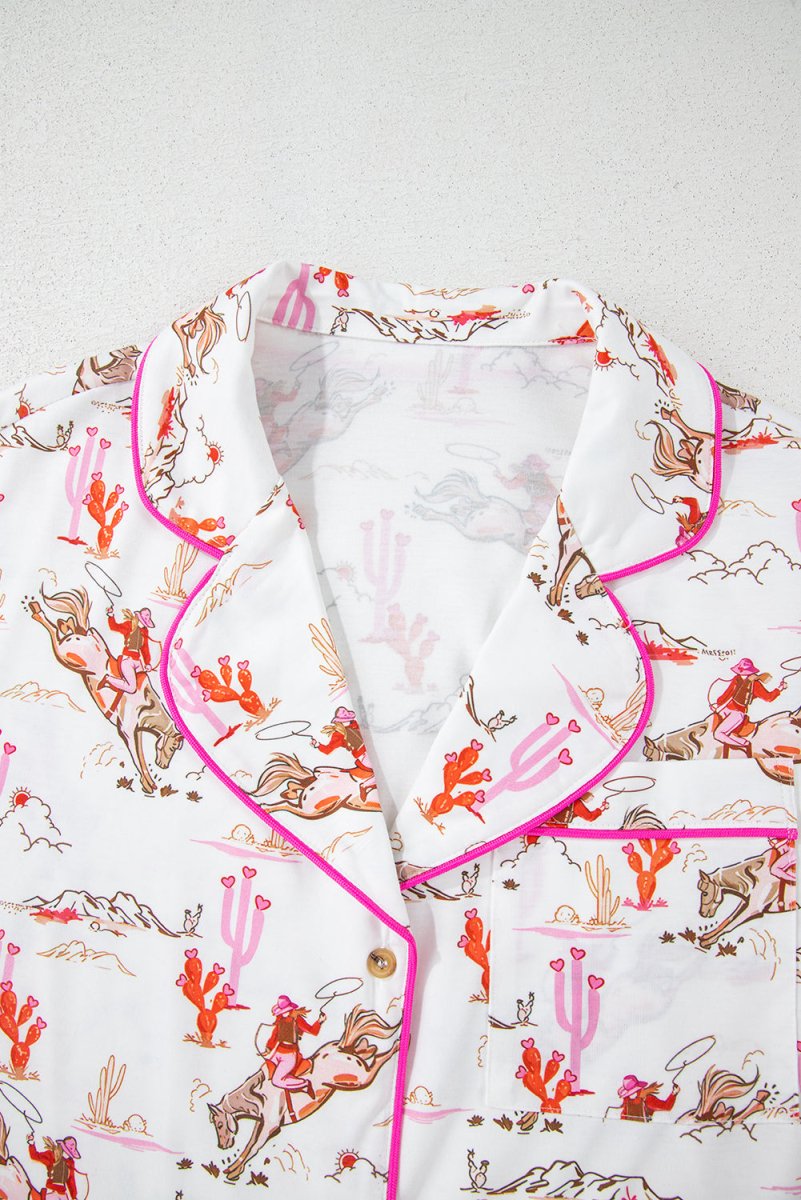 White Western-Themed Sleepwear Set - Love Salve