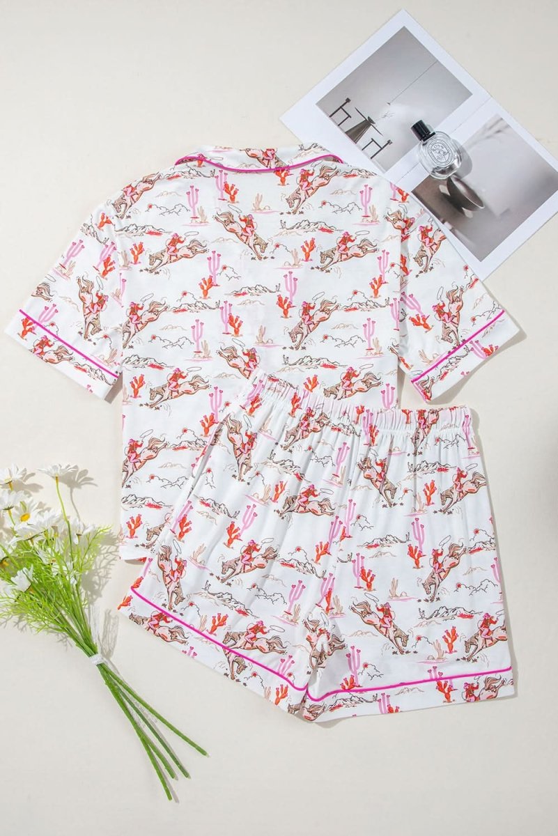 White Western-Themed Sleepwear Set - Love Salve