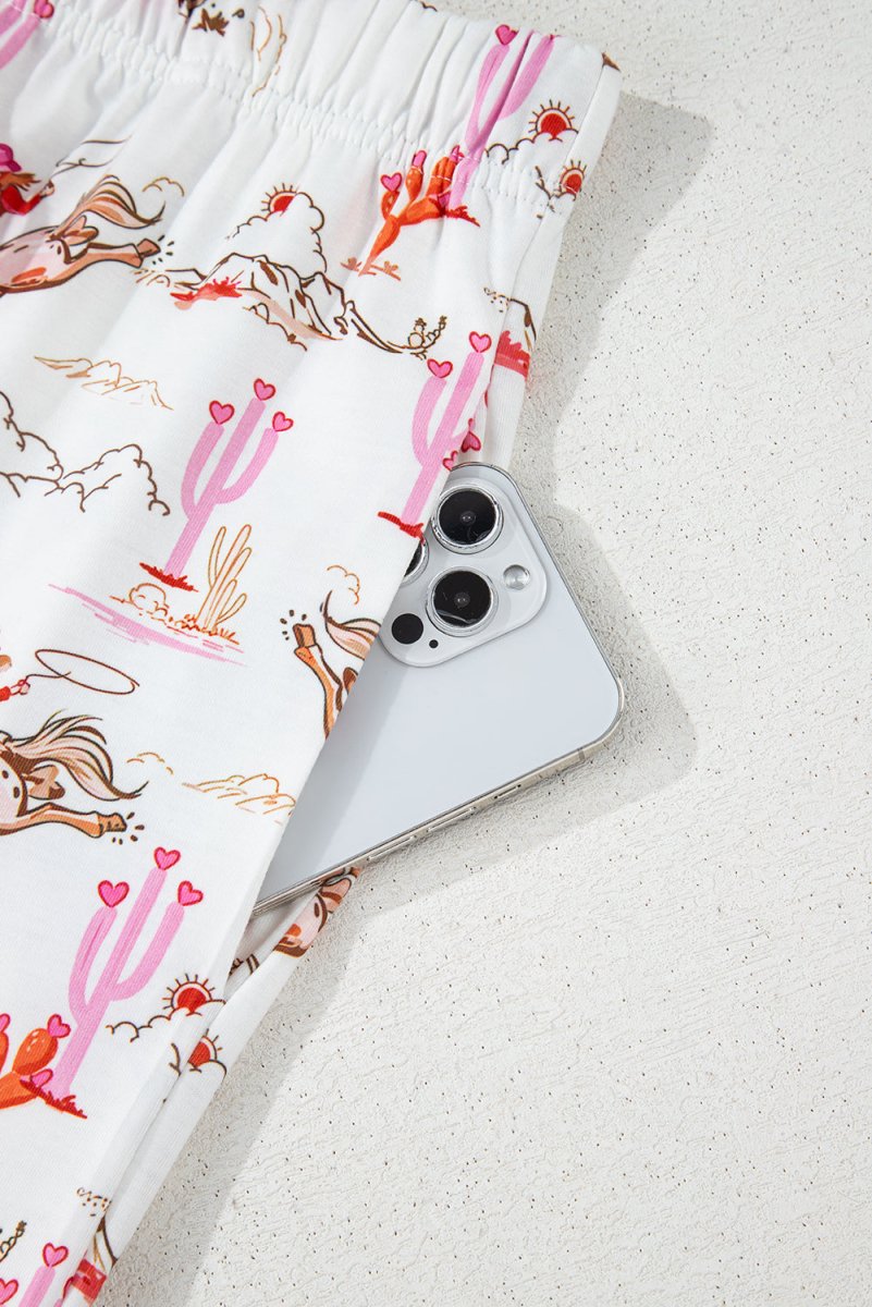 White Western-Themed Sleepwear Set - Love Salve