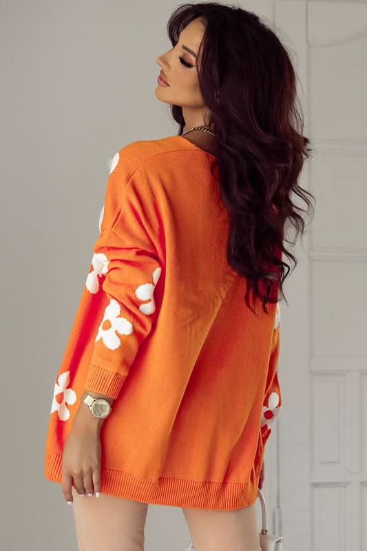 Women Floral Print Knitted Open Front Cardigan - Love Salve