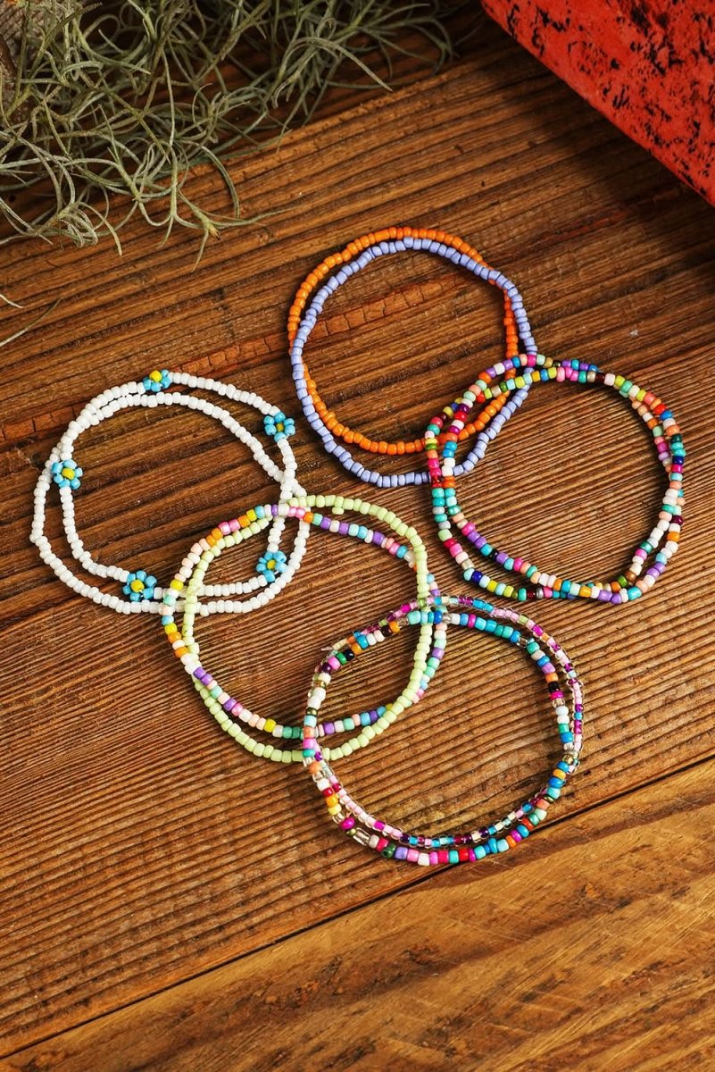 Yellow Flower Random Color Multi Layered Beaded Anklet Set - Love Salve