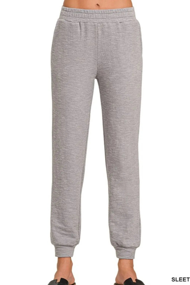 Zenana Cotton Slub Jogger Pants for Comfortable Casual Wear - Love Salve