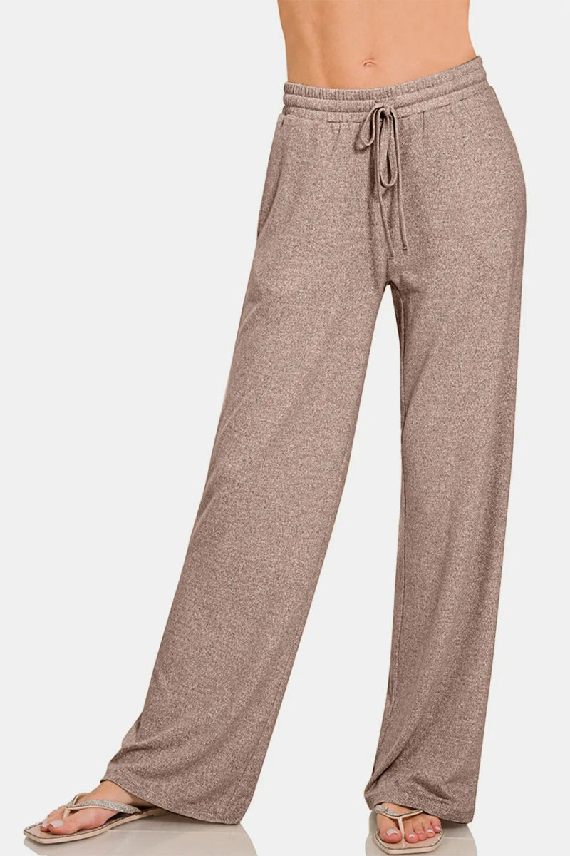 Zenana Drawstring Wide Leg Pants with Side Pockets for Women - Love Salve