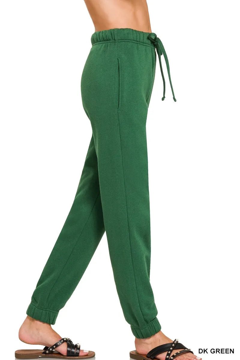 Zenana Fleece Jogger Sweatpants With Pockets For Comfort - Love Salve
