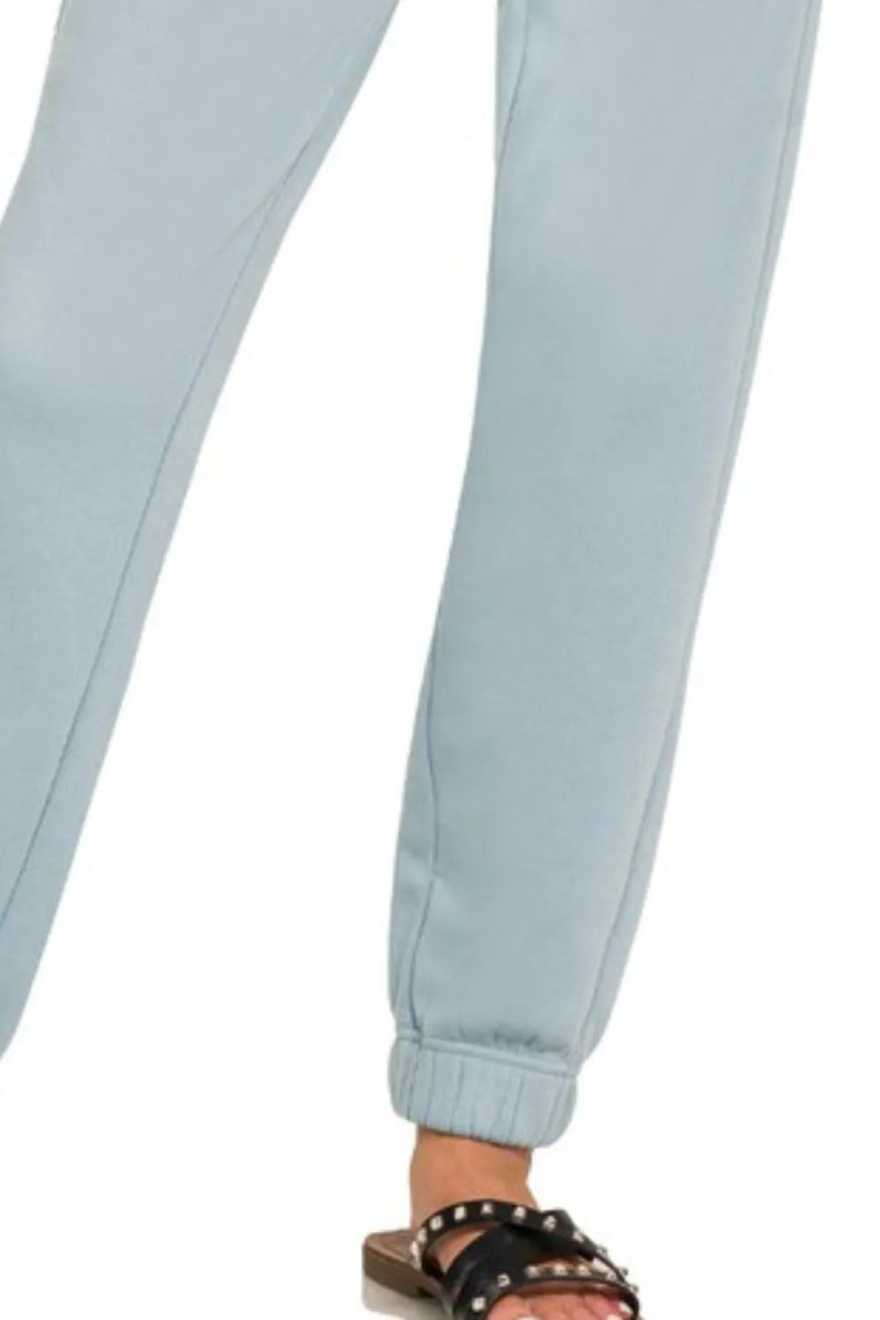 Zenana Fleece Jogger Sweatpants With Pockets for Comfort - Love Salve