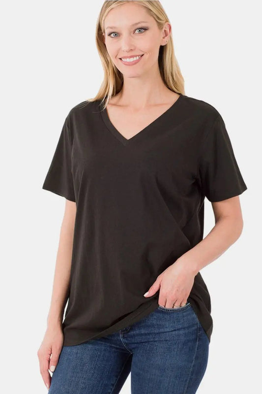 Zenana Full Size V-Neck Short Sleeve T-Shirt for Women - Love Salve
