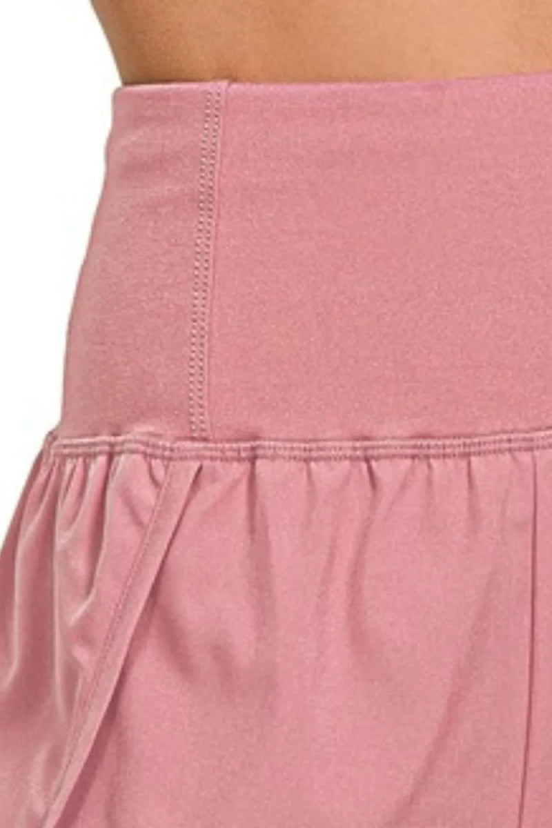 Zenana High Waisted Zippered Back Pocket Running Shorts - Love Salve