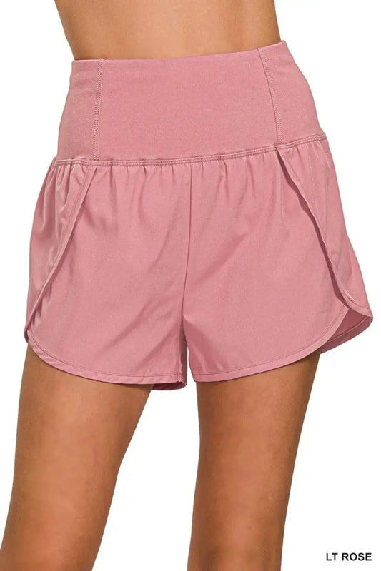 Zenana High Waisted Zippered Back Pocket Running Shorts - Love Salve