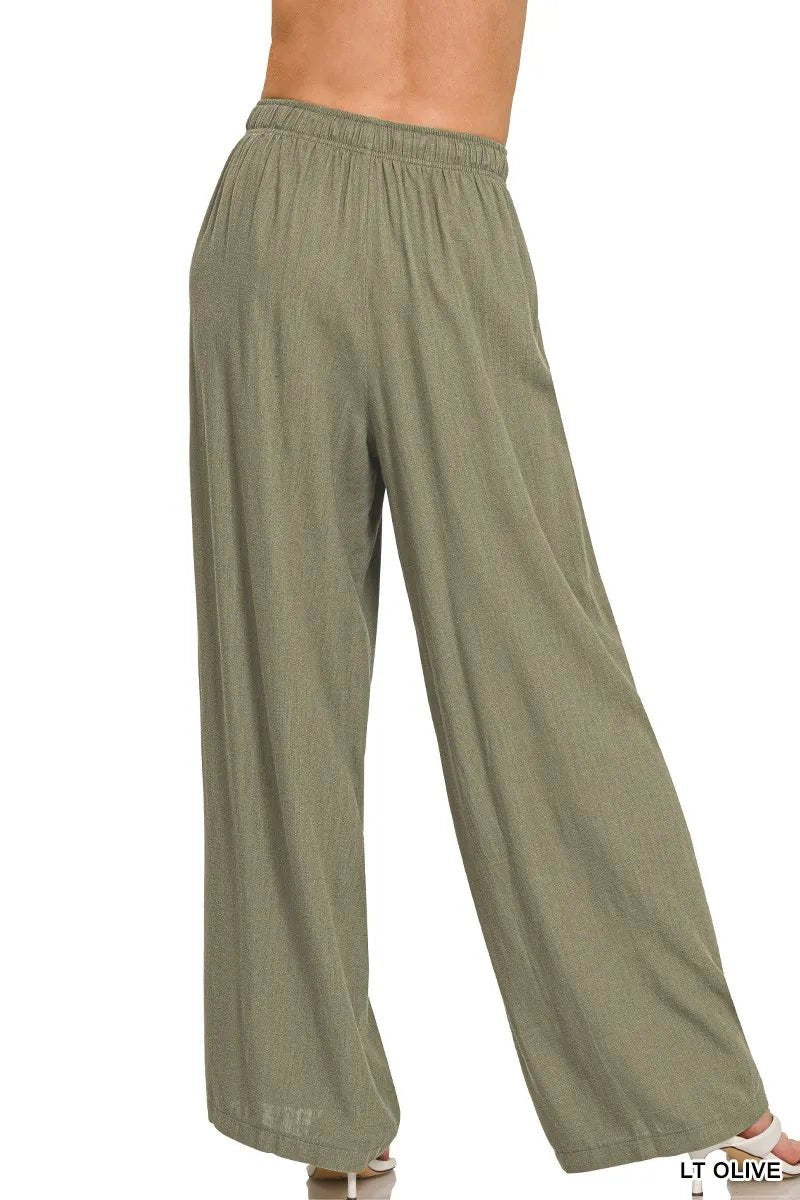 Zenana Linen Drawstring Pants for Comfortable Casual Wear - Love Salve