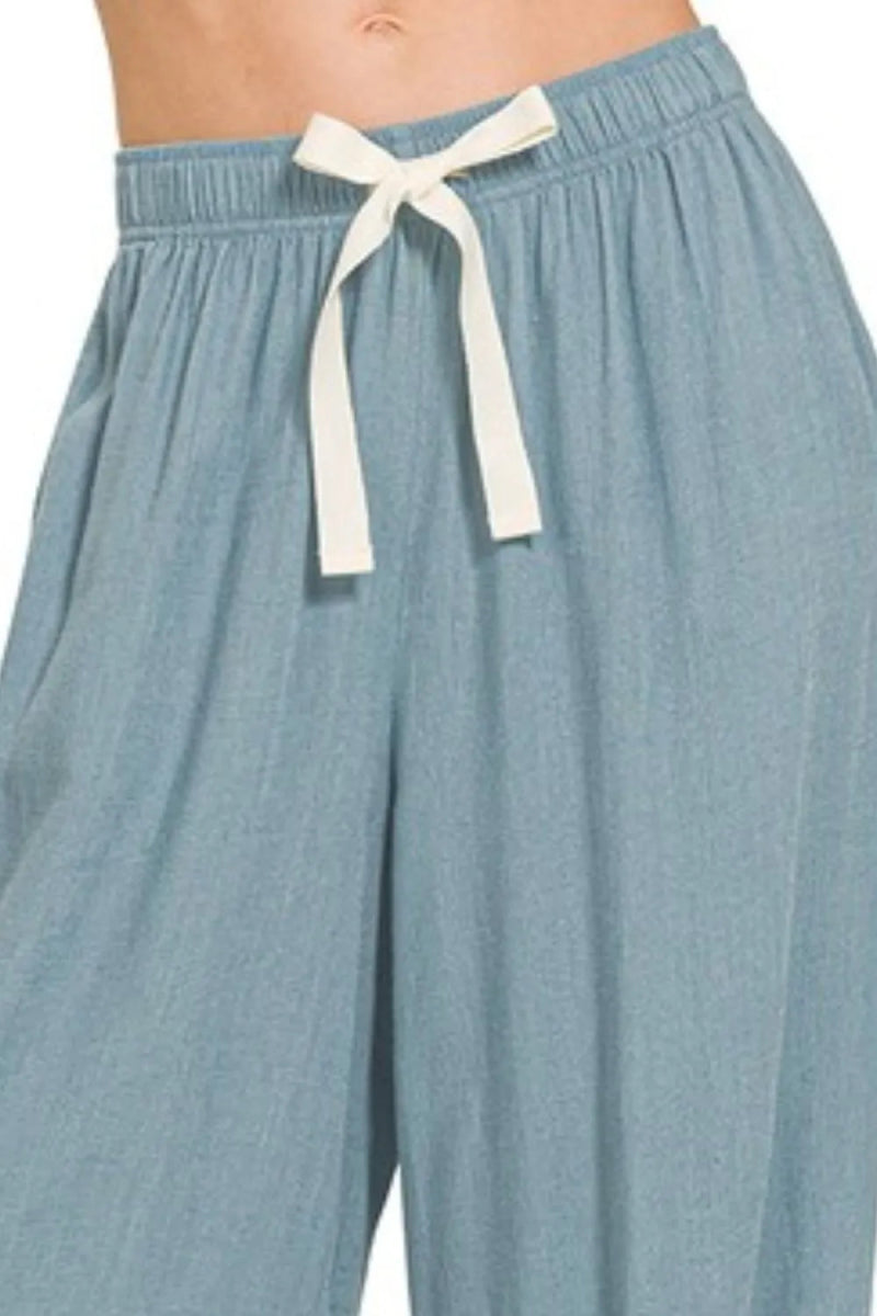 Zenana Linen Drawstring Pants for Comfortable Casual Wear - Love Salve