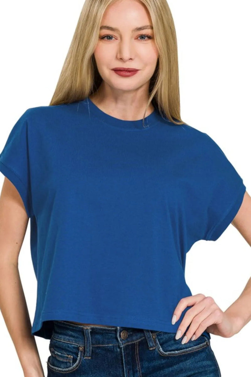 Zenana Premium Cotton Relaxed Crop Tee for Casual Style - Love Salve