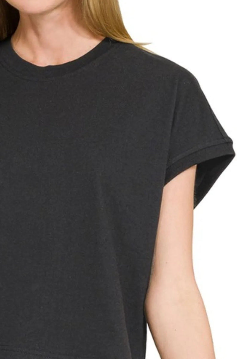 Zenana Premium Cotton Relaxed Crop Tee for Casual Style - Love Salve