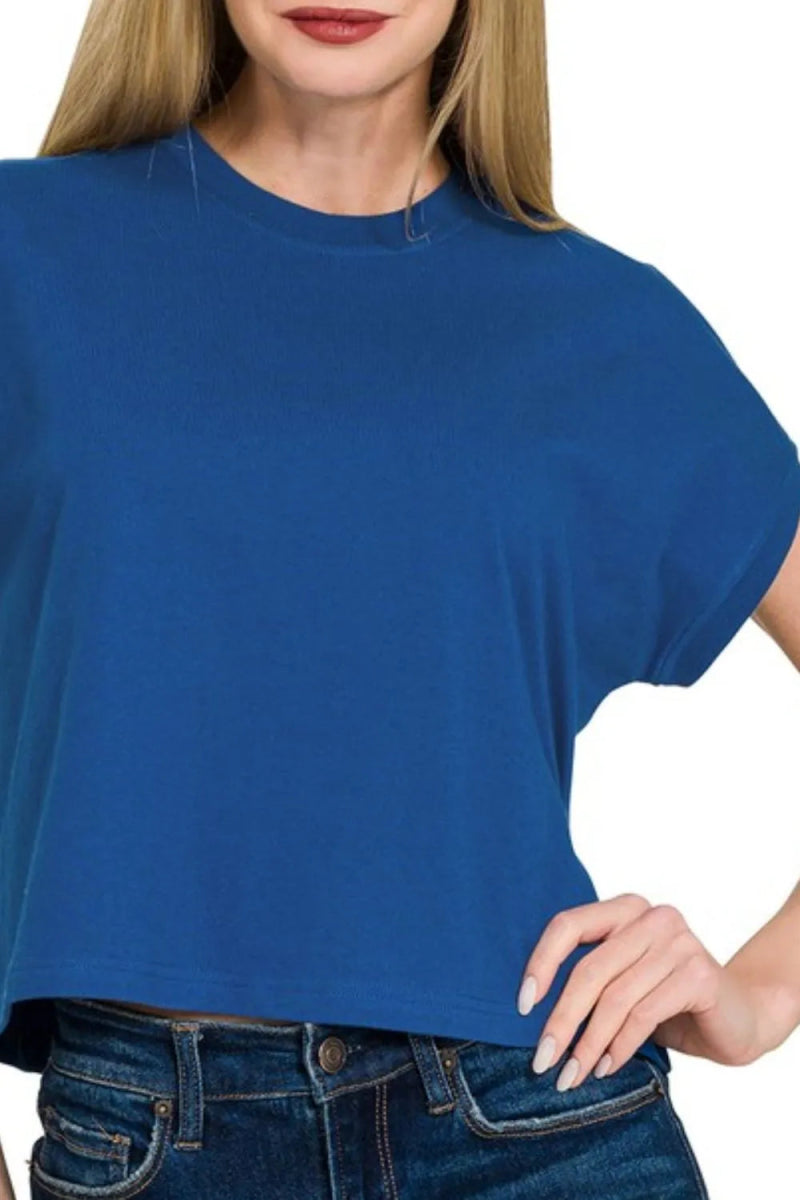 Zenana Premium Cotton Relaxed Crop Tee for Casual Style - Love Salve