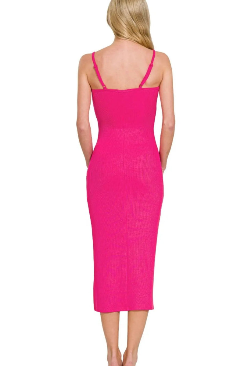 Zenana Ribbed Bodycon Midi Dress for Effortless Style - Love Salve
