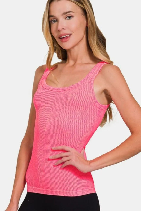 Zenana Ribbed Scoop Neck Tank for Stylish Everyday Wear - Love Salve