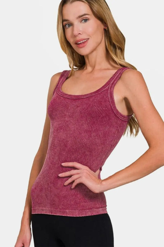 Zenana Ribbed Scoop Neck Tank for Stylish Layering - Love Salve