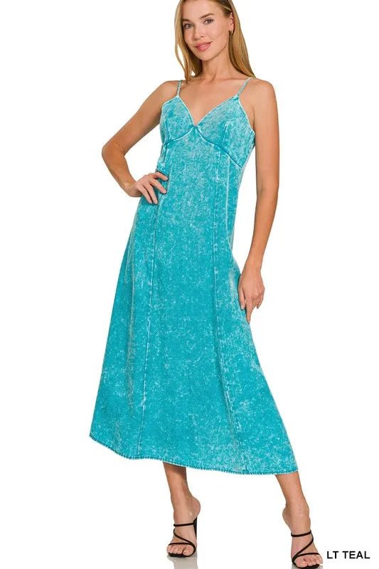 Zenana Tencel Mineral Washed Maxi Dress for Effortless Style - Love Salve