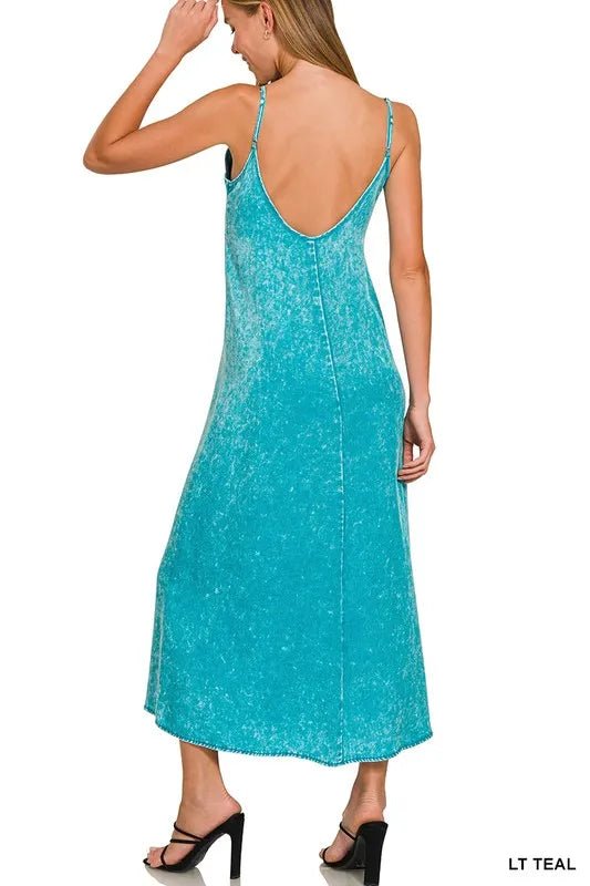 Zenana Tencel Mineral Washed Maxi Dress for Effortless Style - Love Salve