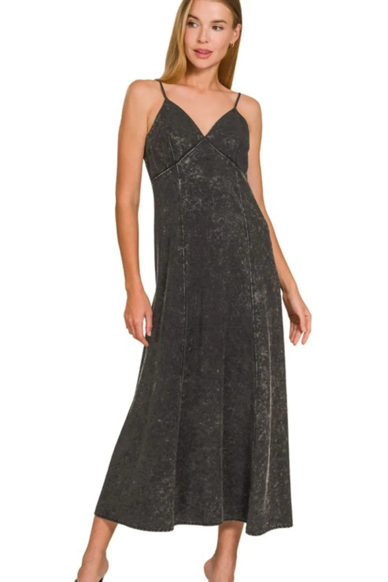 Zenana Tencel Mineral Washed Maxi Dress for Stylish Comfort - Love Salve