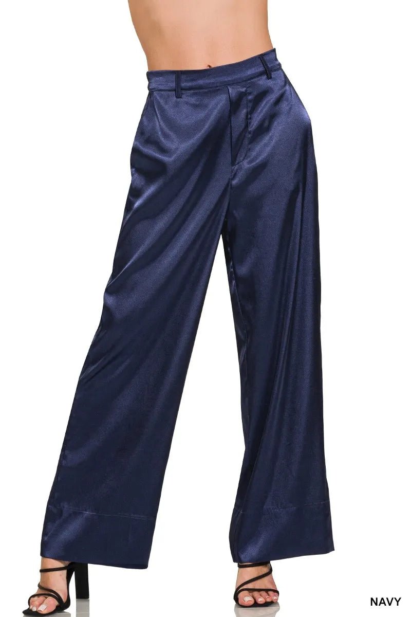 Zenana Wide-Leg Satin Pants for Elegant Everyday Style - Love Salve
