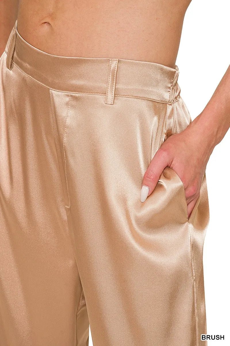 Zenana Wide-Leg Satin Pants for Elegant Everyday Style - Love Salve