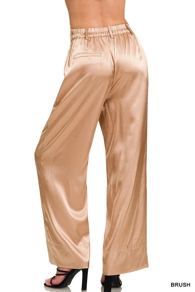 Zenana Wide-Leg Satin Pants for Elegant Everyday Style - Love Salve