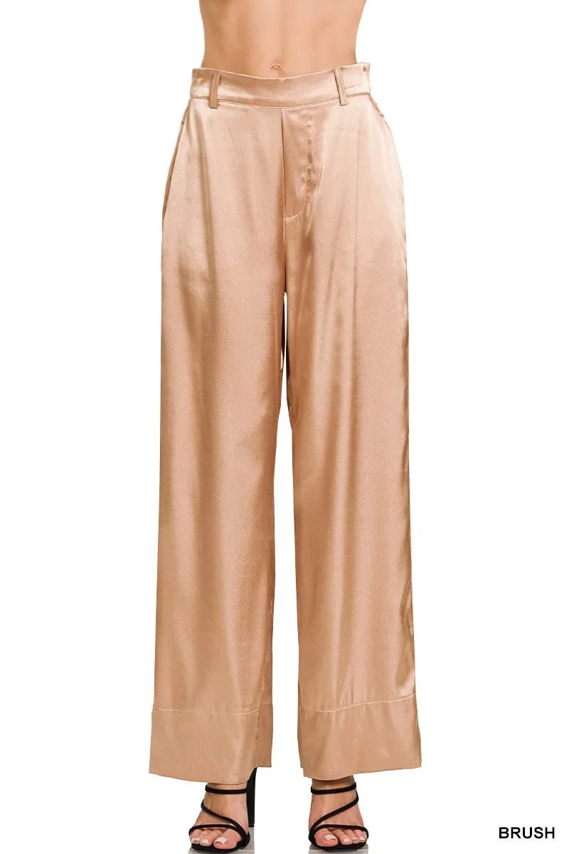 Zenana Wide-Leg Satin Pants for Elegant Everyday Style - Love Salve