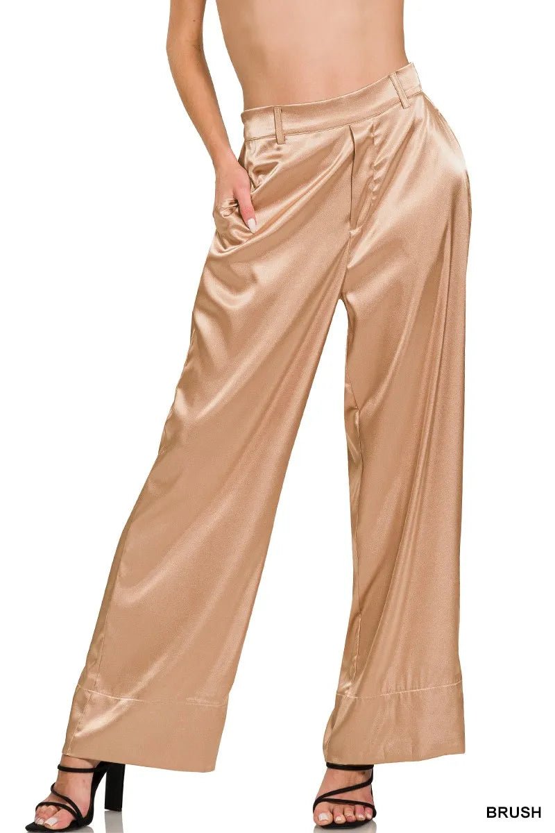 Zenana Wide-Leg Satin Pants for Elegant Everyday Style - Love Salve