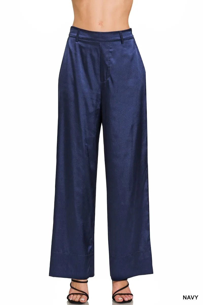 Zenana Wide-Leg Satin Pants for Elegant Everyday Style - Love Salve