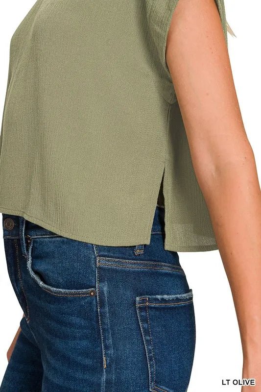 Zenana Woven Crinkle Gauze Crop Tee and Skirt Set - Love Salve