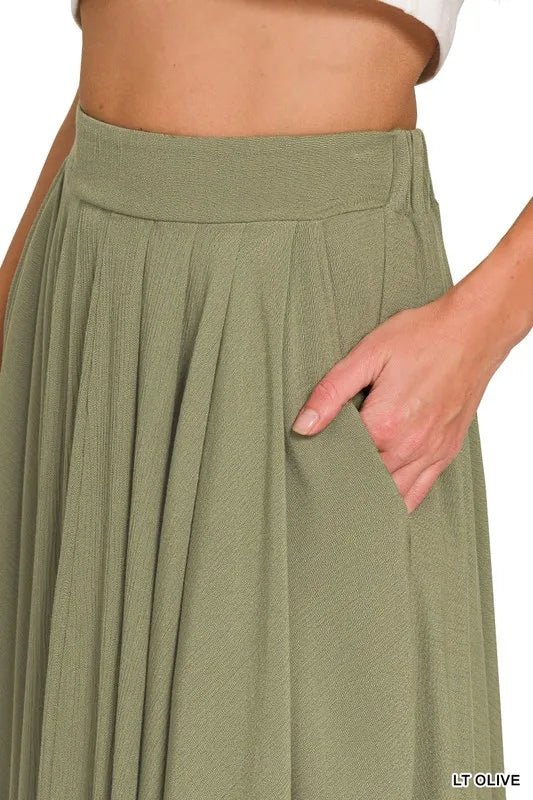 Zenana Woven Crinkle Gauze Crop Tee and Skirt Set - Love Salve