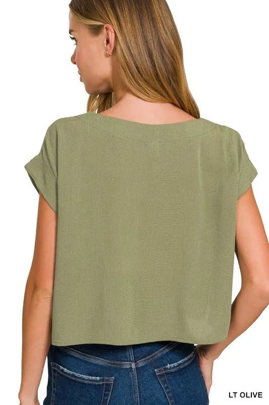 Zenana Woven Crinkle Gauze Crop Tee and Skirt Set - Love Salve