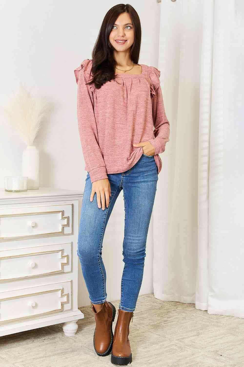Elegant sheer blouse - ruffled accents