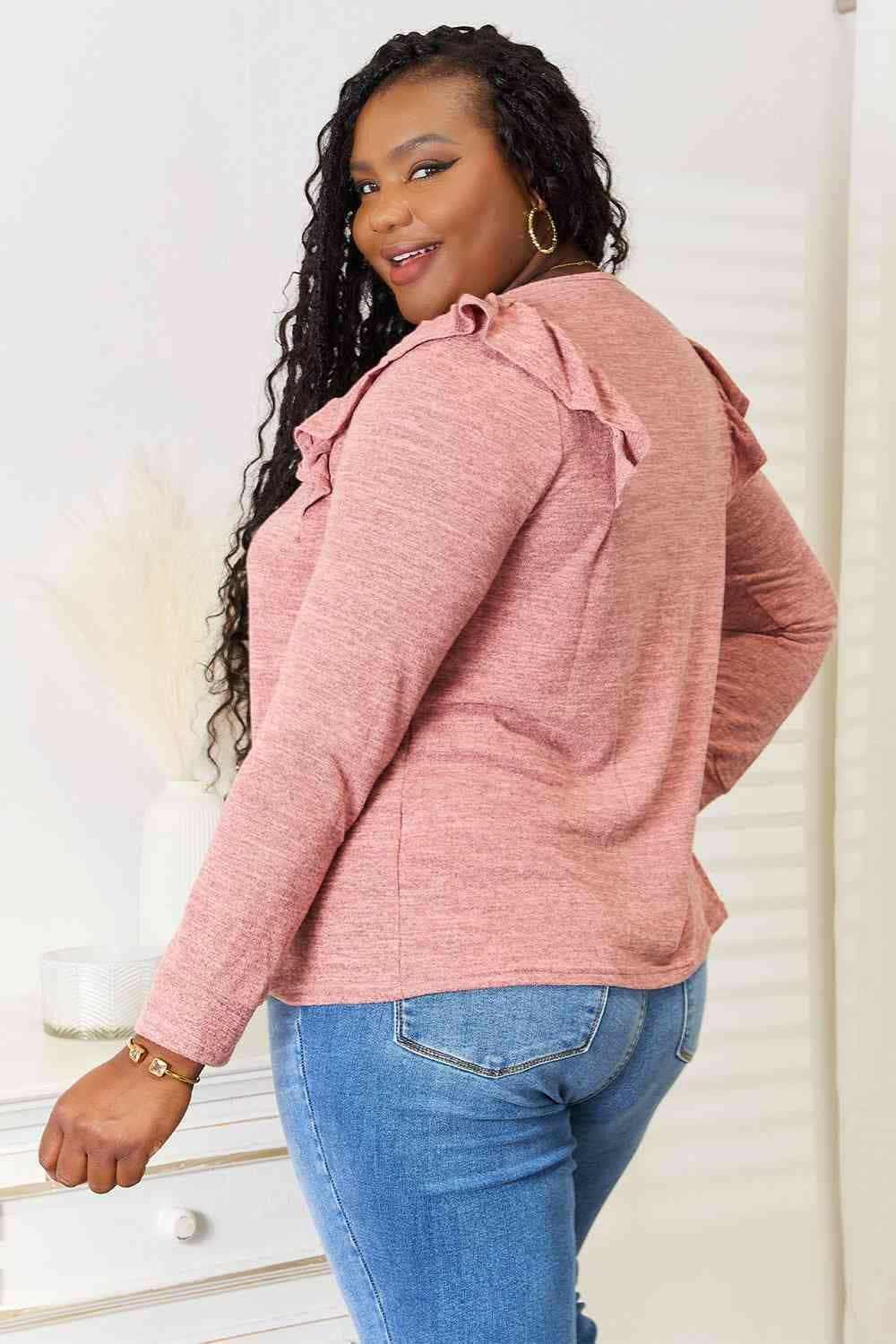Elegant sheer blouse - ruffled accents