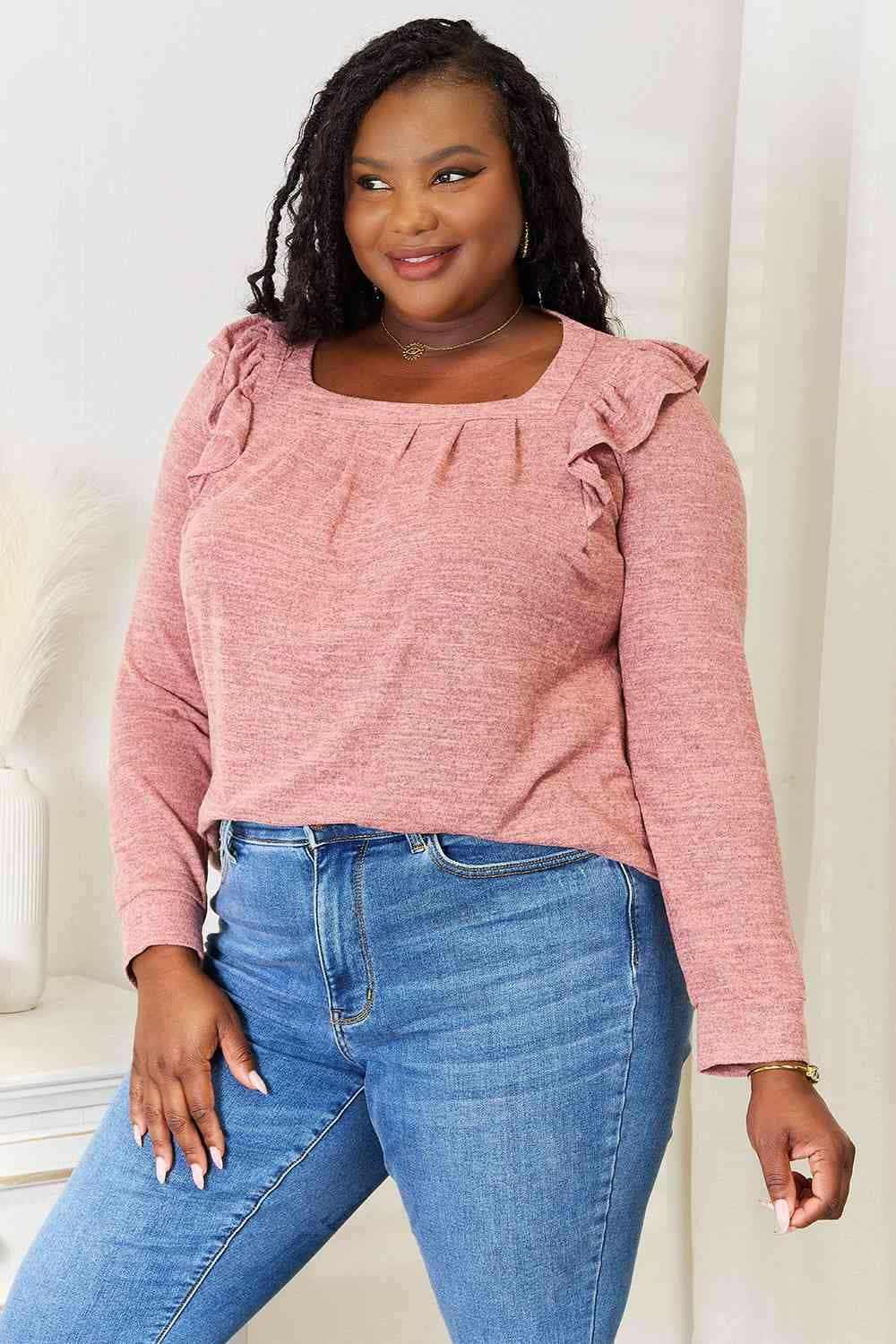 Elegant sheer blouse - ruffled accents