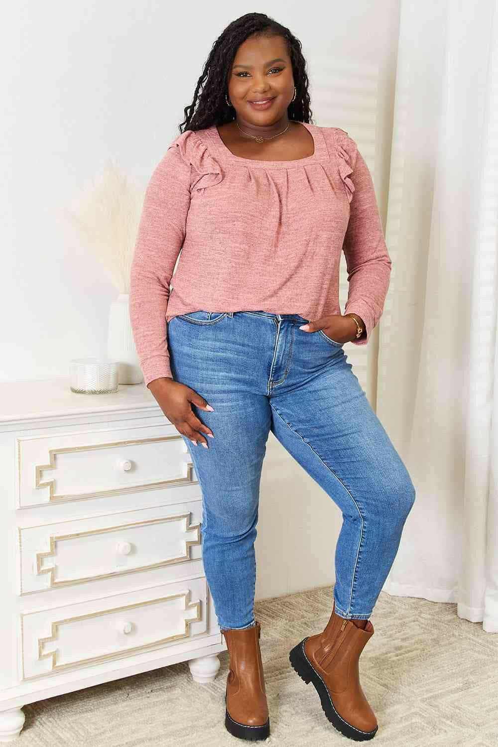 Elegant sheer blouse - ruffled accents