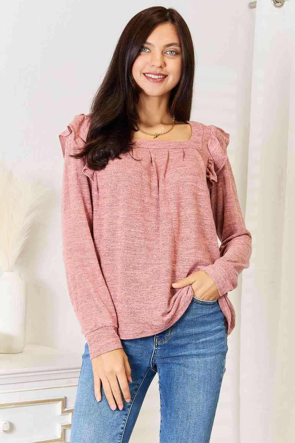 Elegant sheer blouse - ruffled accents