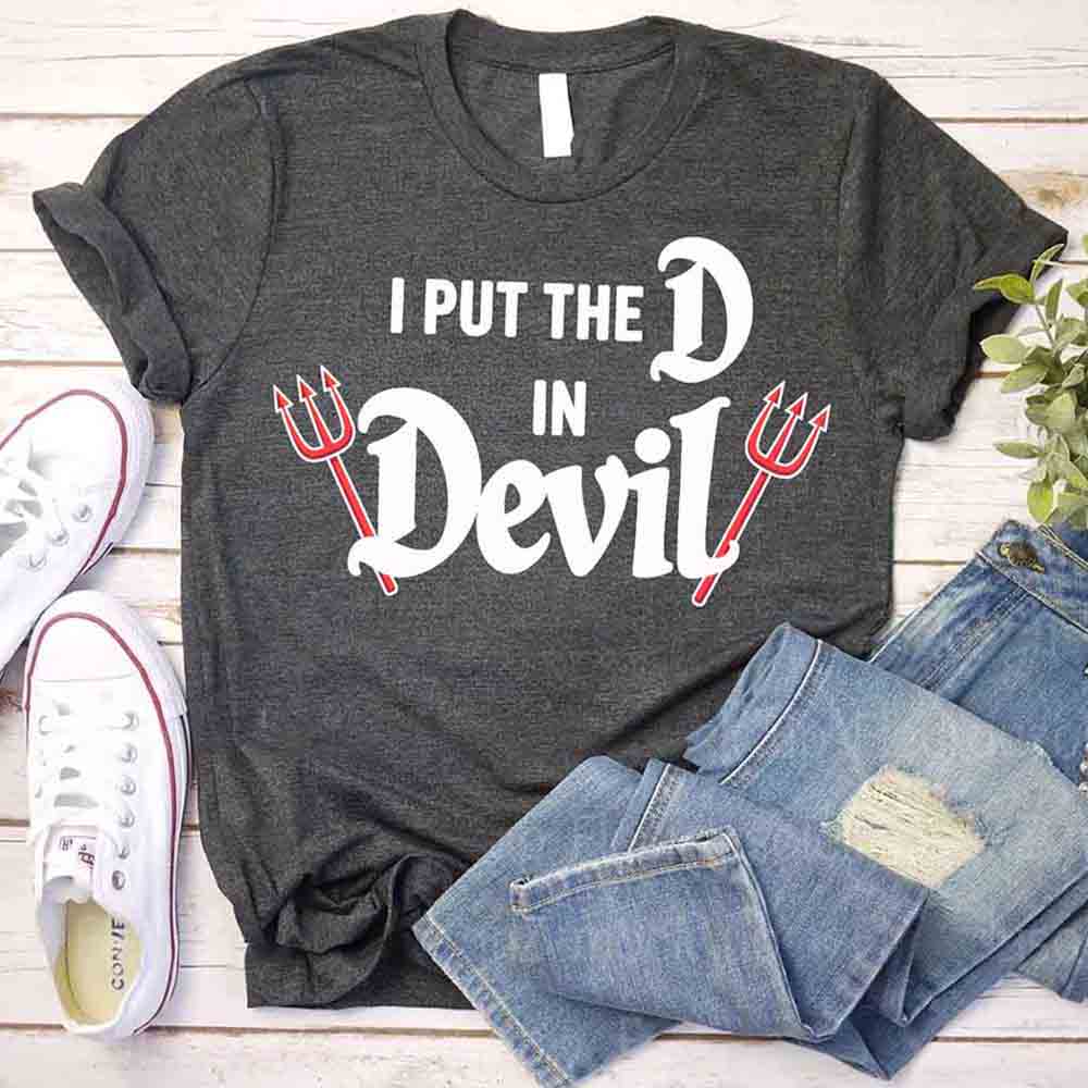 I Put the D in Devil Shirts For Couples Funny Matching Him & Her Halloween T-Shirts Adorb.co